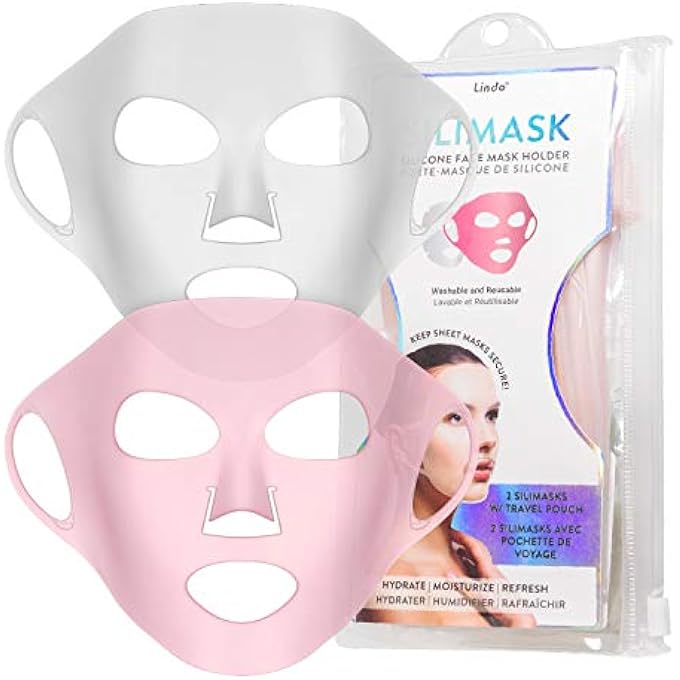 Lindo SILIMASK - REUSABLE ANTI-WRINKLE SILICONE FACE MASK HOLDER FOR SHEET MASKS, MOISTURIZING FACIAL MASK COVER, PREVENT EVAPORATION, BEAUTY FACE TOOL, TRAVEL POUCH INCLUDED, 2 PACK - Image 1